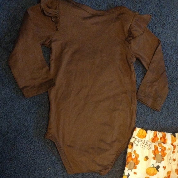 Thanksgiving Baby Outfit with Brown Top and Printed Pants - Picture 10 of 12
